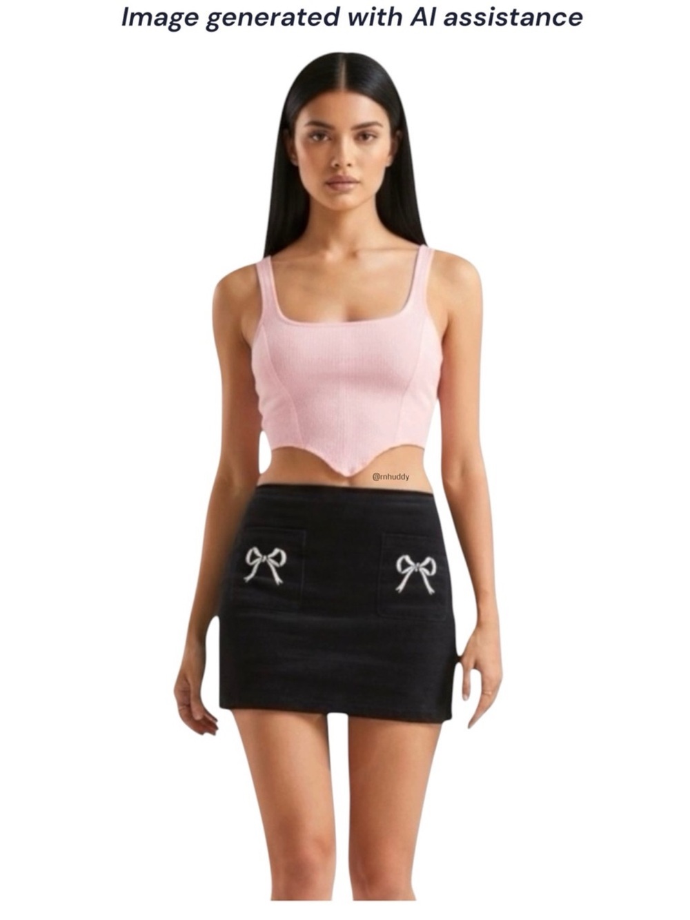 Altar'd State Black Corduroy Bow Pocket Mini Skirt / Skort Size Medium